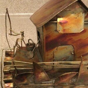 Rustic Metal Art Sculpture with Music Box